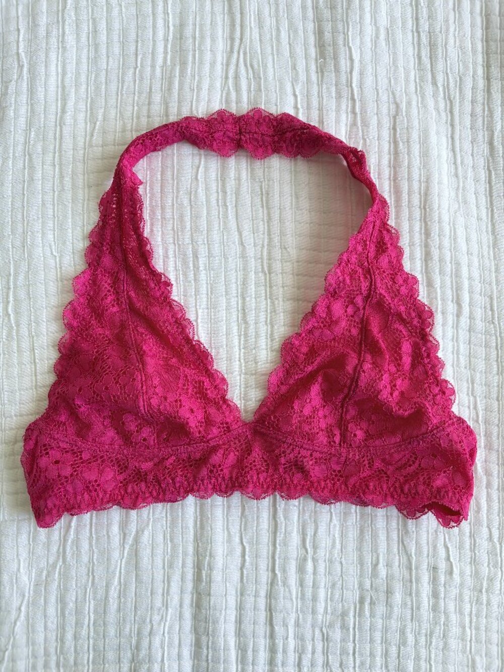 Intimately Free People Bralette Womens Medium Hot Pink Floral Lace Halter Bra M